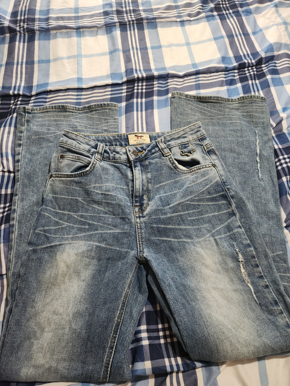 Buddy Angel, Lee Angel Chen Light Wash Distress Jeans - Classic Casual Fit